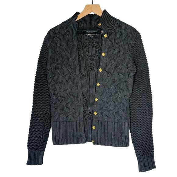 Ted Baker Jackets & Blazers - Ted Baker London black heavy cable knit sweater jacket size 2